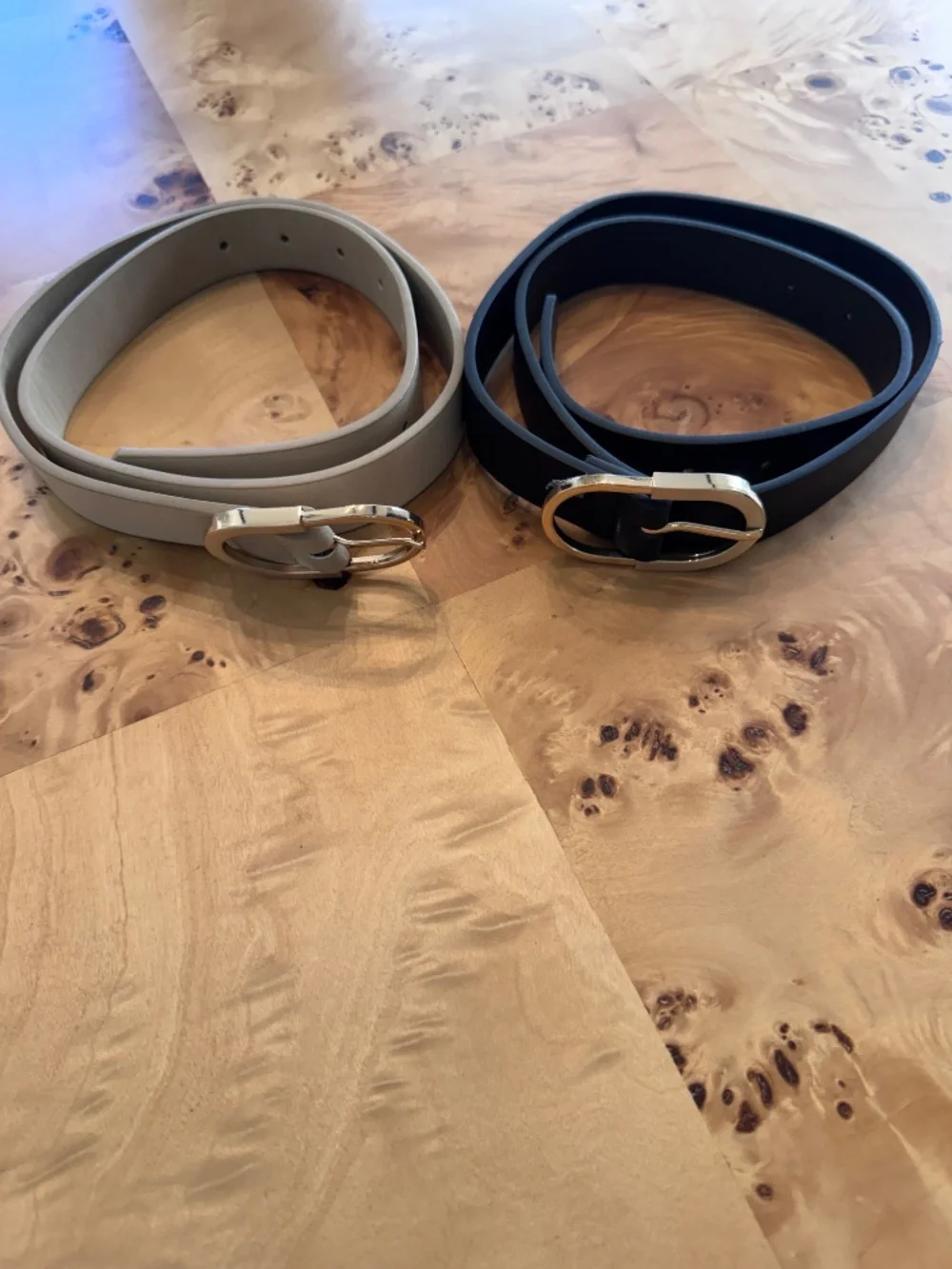 2 Pack Belts- Brown and Cream with Gold Hardware